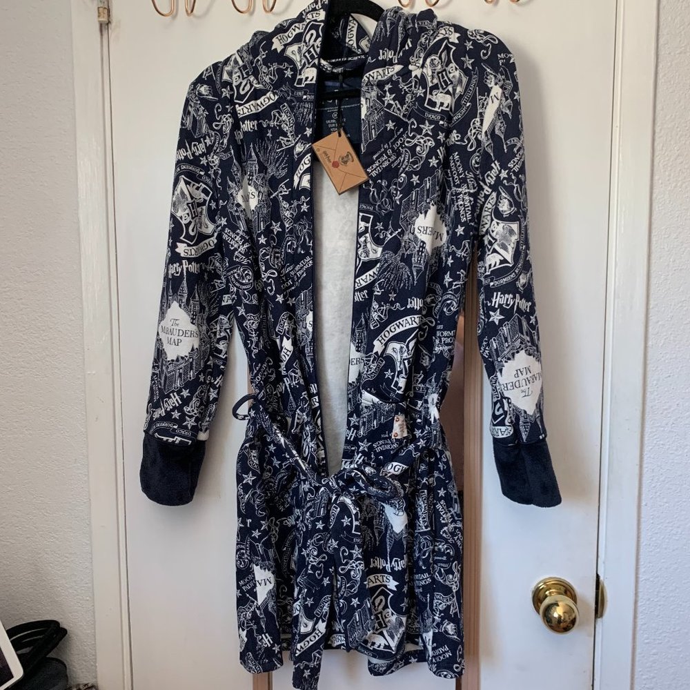 Harry Potter Navy Hooded Robe Marauder Map Primark